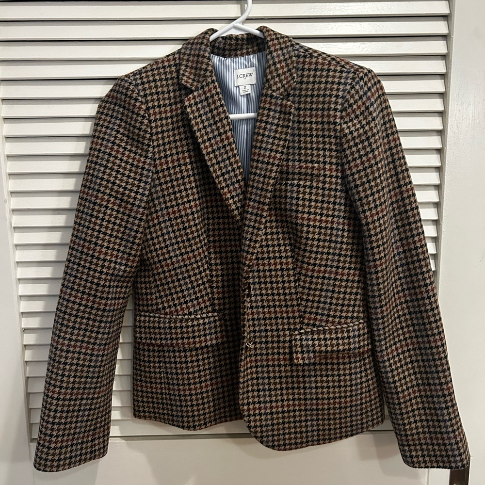 J. Crew Houndstooth Blazer in Black and Brown